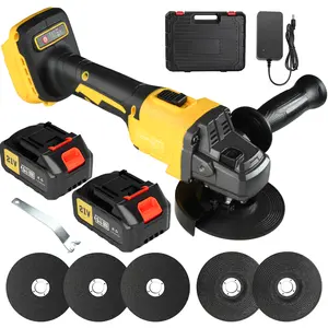 21V Cordless Angle Grinder with 2*4.0Ah Batteries & Full Kit, Cutting/Grinding Wheels + Carry Case, Brushless for Metal/Stone