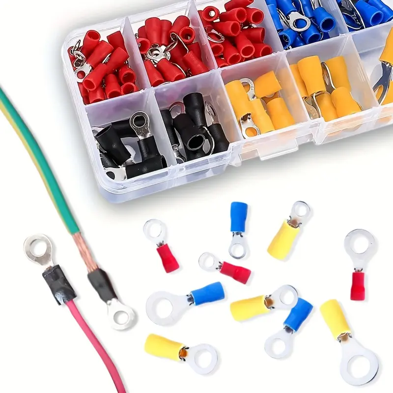 280pcs Crimp Spade Brass Terminal Electrical Wire Cable Connector Kit, Crimp Spade Insulated Ring Fork Crimping Tool, Durable Reliable Connectors, Detachable Connector, Crimp Terminals