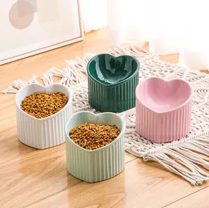 Pet feeding bowl anti-slip Dog feeding Bowl anti-tipping Cat feed bowl cat feeding supplies Pet Ceramic Bowl With Inclined Mouth Practical Durable Daily Indoor Pet Products