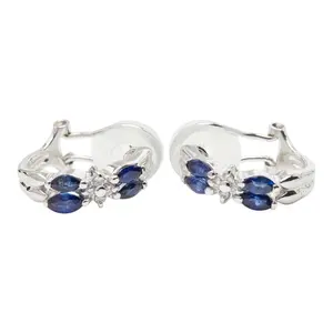 Pt900 Platinum Sapphire Diamond Earrings oka