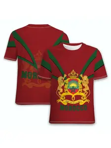 Men's Soccer Training Jersey, Morocco Design, Round Neck Short Sleeve, Outdoor Activities, Casual Wear, Team Sports, Football Jersey