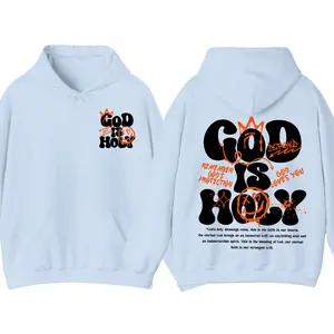 God Is Holy Christian Hoodie, Faith-Based Graffiti Graphic Pullover, Inspirational Religious Streetwear, Back Print Unisex Casual Hoodie