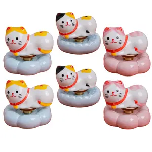Handmade Ceramic Lucky Cat Spinner Decor Unique Design Durable Aesthetic Whimsical Home Decor for Living Rooms Bedrooms