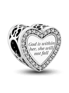 1Pc New Design Bible love Unbeaten Beaded Love Heart Charm DIY Jewelry Making Kit Suitable for Bracelet Creative Craft Materials Holiday Gift Pendant Women Birthday Gift Daily Wear Accessories Engraved Jewelry