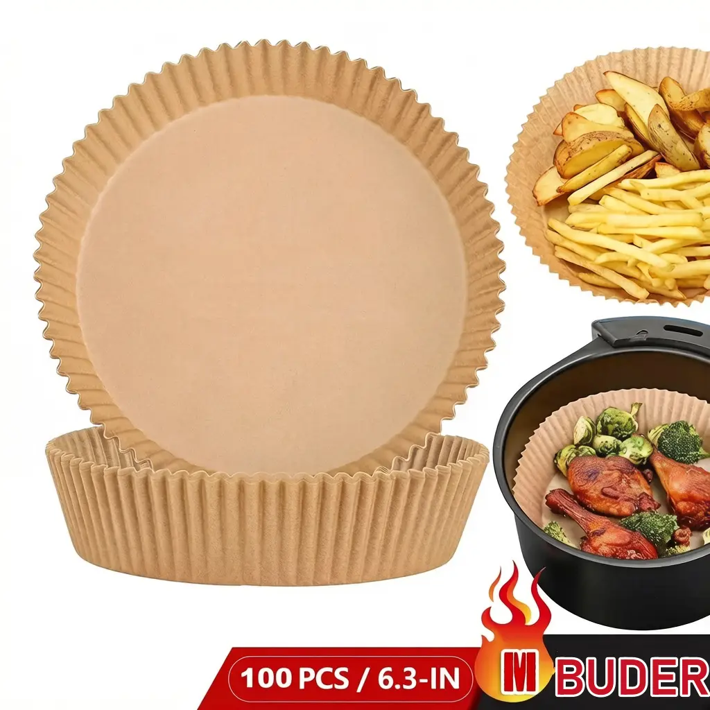 Air Fryer Liners for , 100 Pcs Round Disposable Airfryer Paper Liners – Non-Stick and Oil Proof for Easy Cleanup, Great for Oven, Pans & Baking – 6.3 Inch