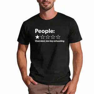 Anti Social Humorous Quote Review Style Print Soft Crew Neck Versatile Leisure Everyday Matching Breathable Short Sleeve T Shirt