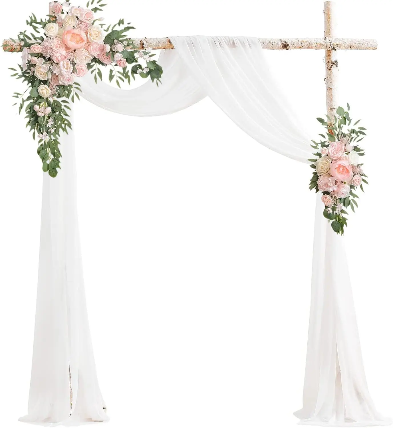 Wedding Arch Draping Fabric Chiffon Panel 30" x 20FT White | Soft chiffon fabric, sheer flowing drape, reusable arch backdrop decor for weddings, parties, showers, ceremonies, and photos