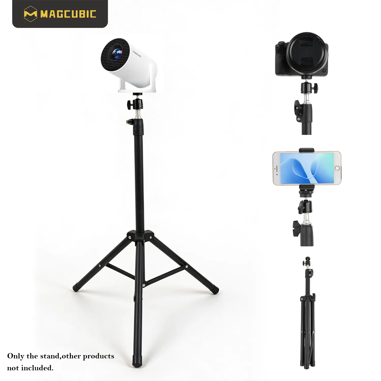 [Gift Phone Mount] Magcubic Latest S1 Projector Stand Universal 1/4" Screw - 120cm Retractable, Sturdy & Stable, 360° Rotating, 180° Up and Down Adjustable Floor Tripod Portable Accessories for HY300Pro Projectors, Cameras, Webcams#TikTokShopBackToSchool