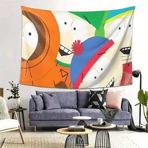 Park Inspired Tapestry - Colorful Characters Wall Hanging Cartman Kyle Stan Kenny Butters Large Horizontal Polyester Fabric Poster for Living Room Bedroom Office Party Decor Nostalgic TV Show Art Tapestry For Bedroom Family Guy