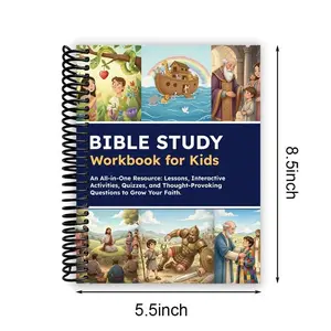 Children's Bible Study Workbook: Interactive Christian Activity Book for Kids. Includes Bible Lessons, Quizzes & Faith Building Questions. Spiral-Bound Sunday School Material, Homeschool Devotional & Meaningful Religious Gift for Christian Families.