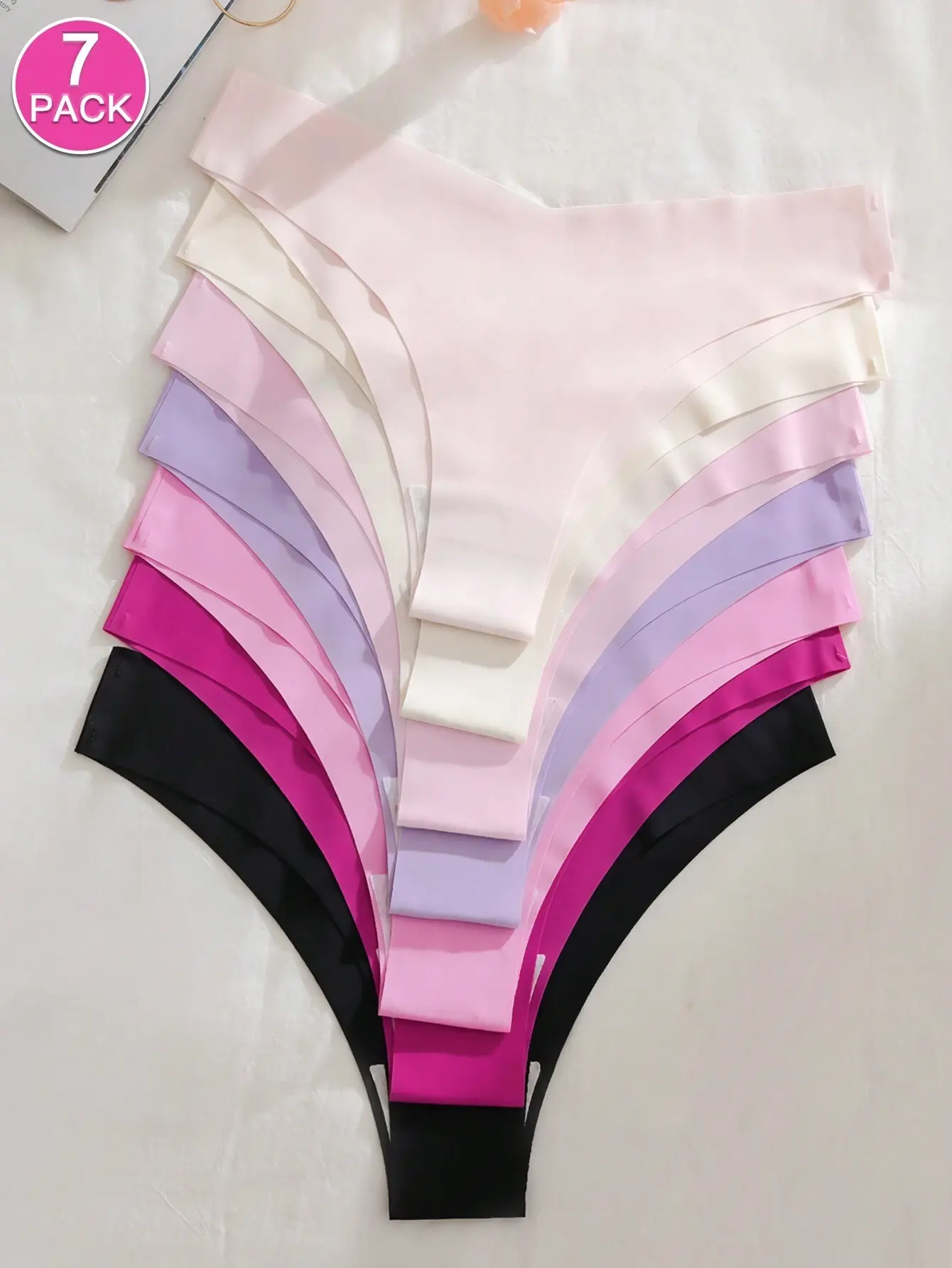 FS 7pcs Women Bikini Briefs Sexy Breathable Seamless Underwear Multicolor High Waist Comfort Soft Everyday Wear Panties Lingerie Multipack
