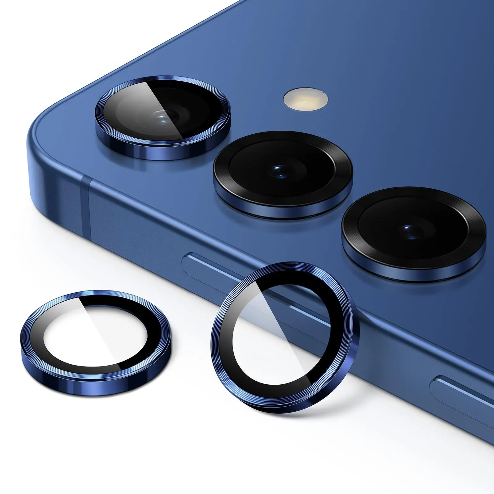 JETech Camera Lens Protector for Samsung Galaxy S25 Series, 9H Tempered Glass Metal Individual Ring Cover, Easy Installation Tray, HD Clear, 1 Set