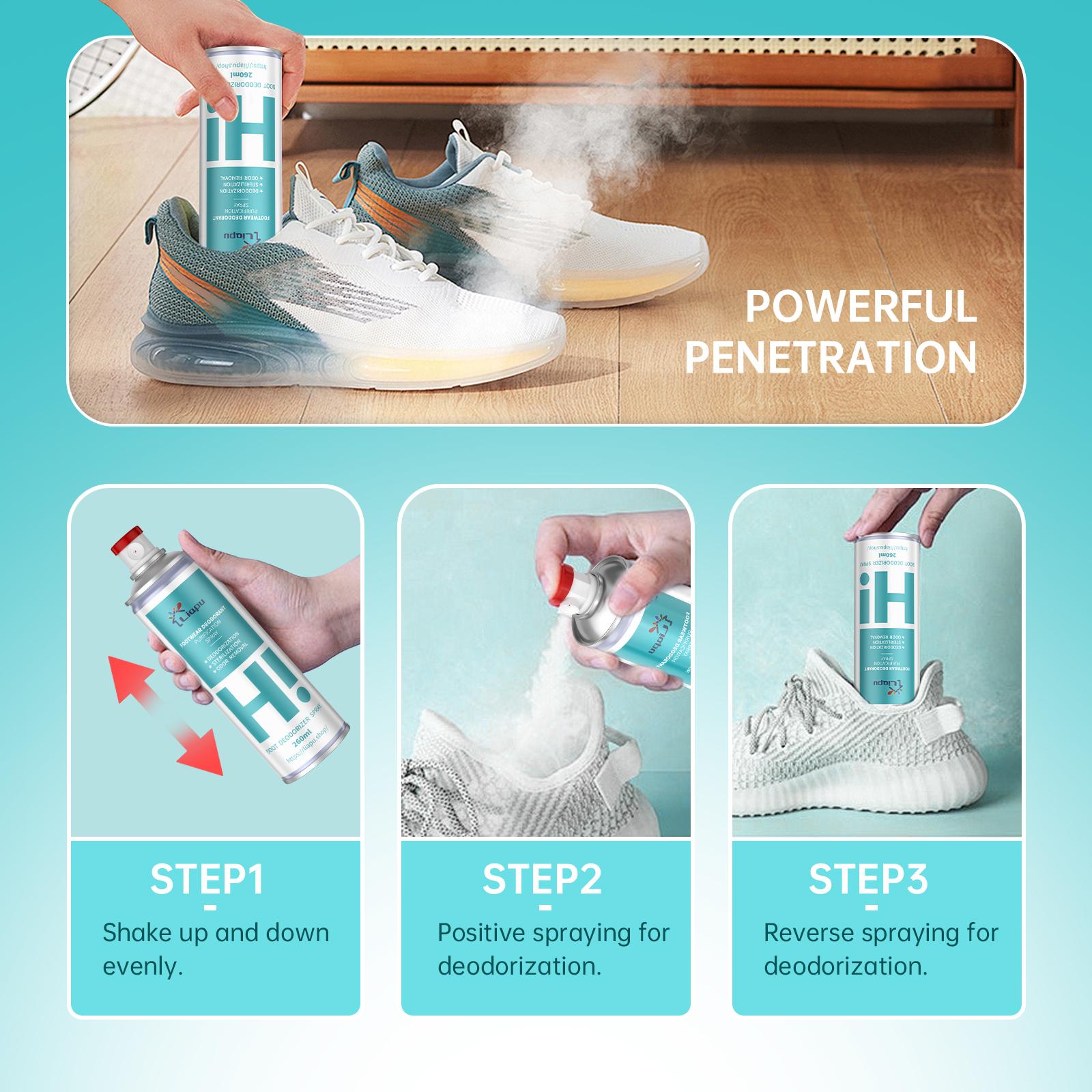 LIAPU Footwear Deodorizer Spray 260ml – Odor Removal, Antibacterial Shoe Spray, Deodorizer for Boots, Sneakers, Sports Shoes & Daily Footwear Deodorising Spray