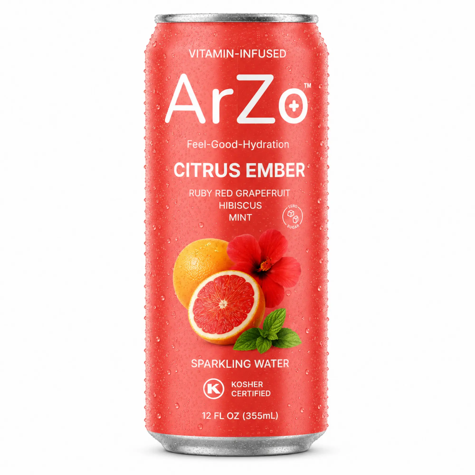 8 Pack Citrus Ember Vitamin Infused Sparkling Water by ArZo Water – Organic, Vegan, Zero Sugar & Calories, Immunity & Stress Support, Refreshing Flavors, 12 Oz