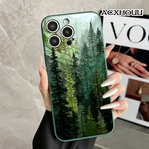 Stained Glass Forest Stylish Soft Case for iPhone11/12/13/14/15/16/plus/promax/x/xs/xr/xsmax Case Lightweight, Anti-Scratch, Perfect for Everyday Use