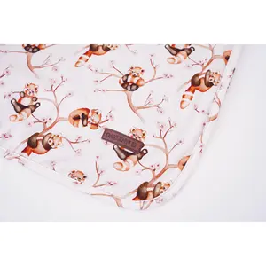 OAKLYNN EMF-Blocking Lush Kids Blanket - Cherry Blossom Pandas Design - Silver Infused Bamboo Fabric - 30” x 48” - Soft & Breathable for Kids