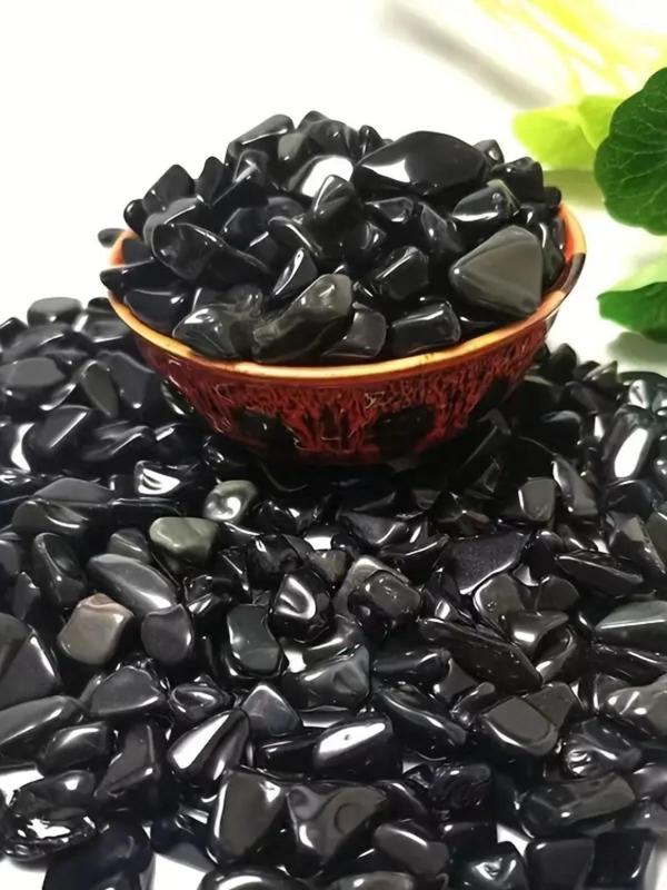 Natural obsidian gravel pack, 100g irregular demagnetized stone, suitable for aquarium, fish tank decoration and vase filling