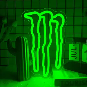 Monster energy neon sign led sign room bar man cave green led basement boys girls men