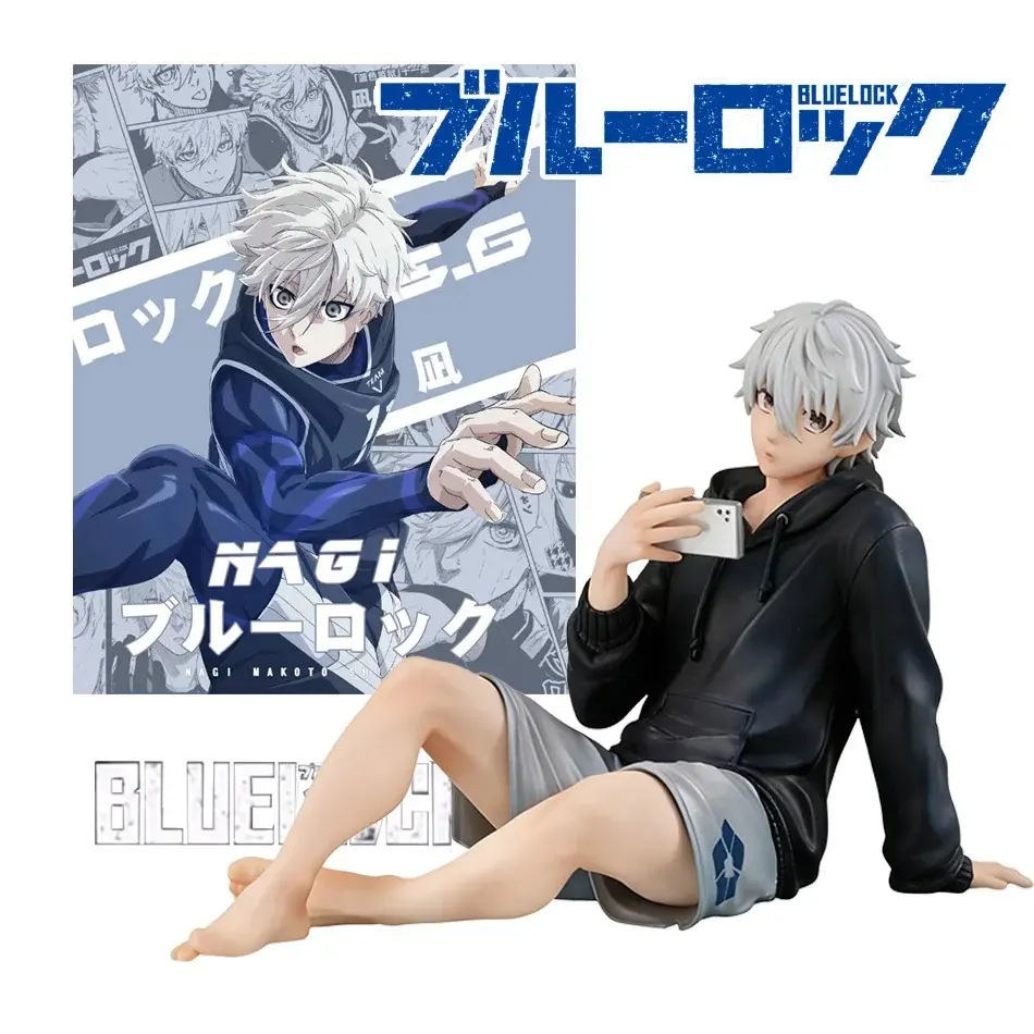 BLUE LOCK Action Figures Nagi Seishiro Anime Figure Sitting Figurine PVC Collectible Model Kids Doll Toys Gifts