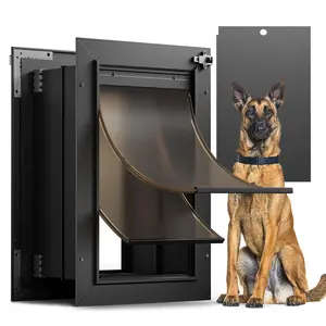 Dog Door for Wall, All Aluminum Large Doggy Door Doggie door, Pet Door Easy to Install, 2 Magnetic Flaps Energy Efficient, Wide Telescoping Tunnel for Interior & Exterior Walls, Pet Up to 110 Lb