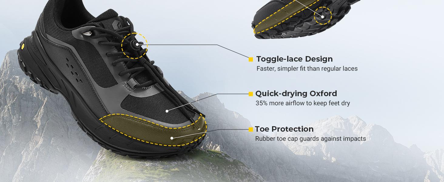 FitVille Men's Extra Wide Hiking Sport Shoes with Quick Laces, Arch Support, Wide Toe Box for Camping and Nature Walks, Casual Training Outdoor Sneakers mens shoes Trail Running Runners