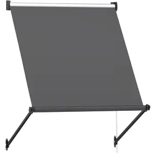 YODOLLA Retractable Awning, Manual Outdoor Awnings for Door Entrance, Sun Shade Canopy for Backyard, Porch, Patio, Window, Deck, Dark Grey