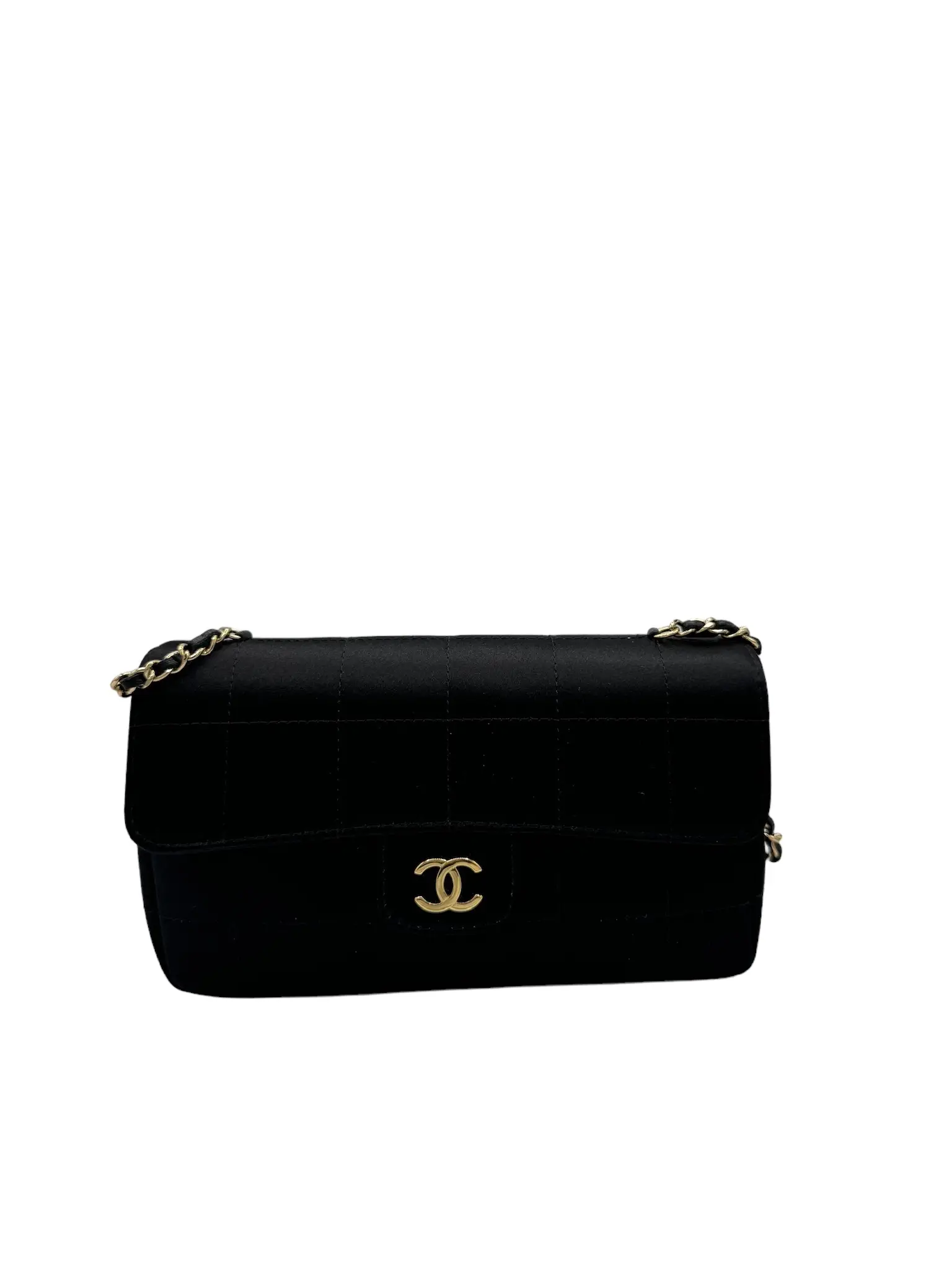 Pre-owned CHANEL Satin Crossbody Bags Black Chocolate Bar Crossbody Bag