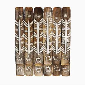 Wooden Incense Stick Holder – Brass Inlay