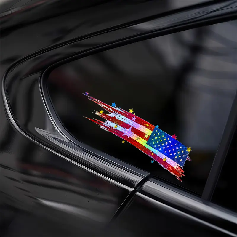 2/PCS Painted American Flag Star Vinyl Sticker Waterproof Decal For Car Motorcycle Laptop Window Decor