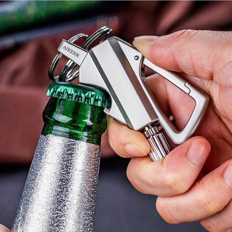 All Metal Multitool Keychain Bottle Opener, Waterproof Portable EDC Tool for Camping Hiking Travel Party, Reusable Cool Gadget Gift for Men