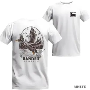 Duck Hunting 2 Sided T Shirt – Mallard Waterfowl Scene Graphic Tee With Banded Logo, Camo Style Outdoor Shirt, Perfect Gift For Hunting Lovers, Unisex Casual Graphic T-Shirts,gift for men - KitchenEra