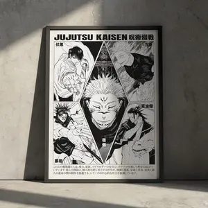 Jujutsu Kaisen Wall Decor Manga Japanese Poster Print, JJK Satoru Gojo Anime Artwork, Gift for Anime Fan, Toji Choso Minimalist Aesthetic (Frame Not Included)
