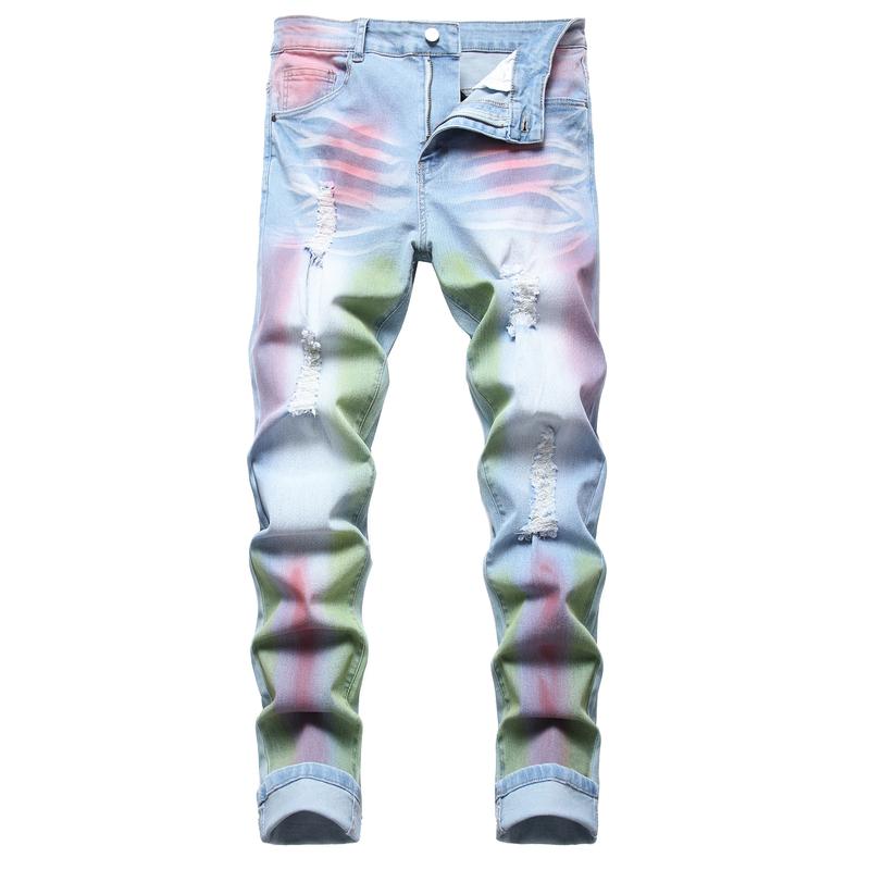 Colored Men's Jeans Classic Rainbow Denim Men's Jeans - Stretchy, Comfortable And Stylish - Perfect For Everyday Casual Wear starched  jeans