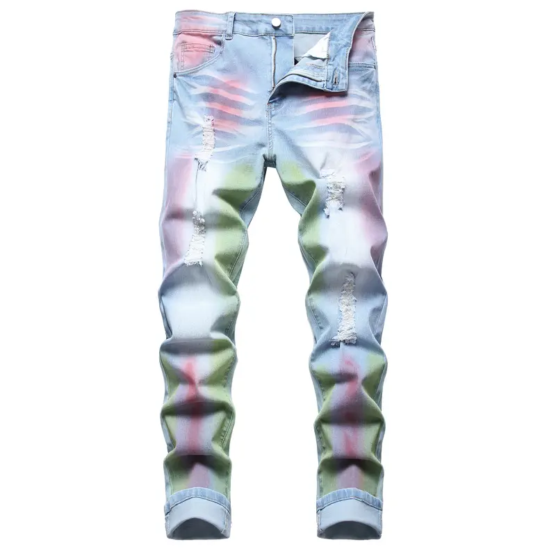 Colored Men's Jeans Classic Rainbow Denim Men's Jeans - Stretchy, Comfortable And Stylish - Perfect For Everyday Casual Wear starched  jeans