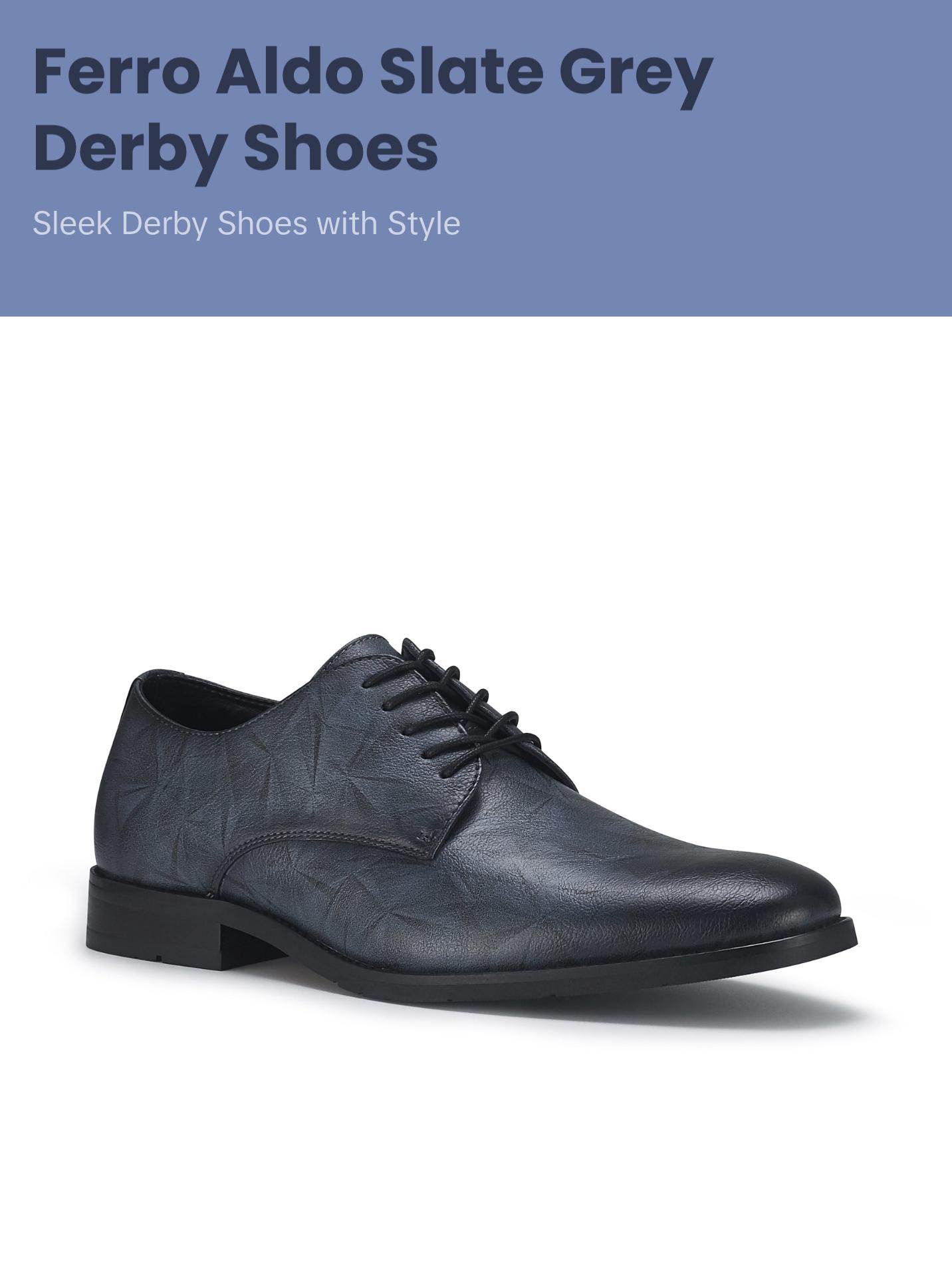 Ferro Aldo Caleb geometric pattern derby dress shoes, in Slate Grey, Men's Size 6.5 - 13