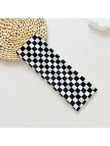 New Checkerboard Headband, Fashion Plaid Wide Elastic Hairband, Sports Fitness Sweat Absorbing Hair Band Accessories
