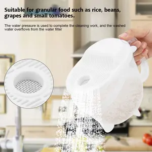 Rice Washing Filter Basket With Lid, Multifunctional Rice Washing Colander with Handle, Plastic Rice Washing Bowl, Vegetable Fruit Pasta Strainer