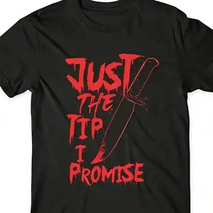 Just the tip i promise shirt,  Collar Garment Black Casual Tropical Graphic  Retro  Vintage  Y2K Streetwear Tee Round Neck Tshirt graphic tee men's t shirts
