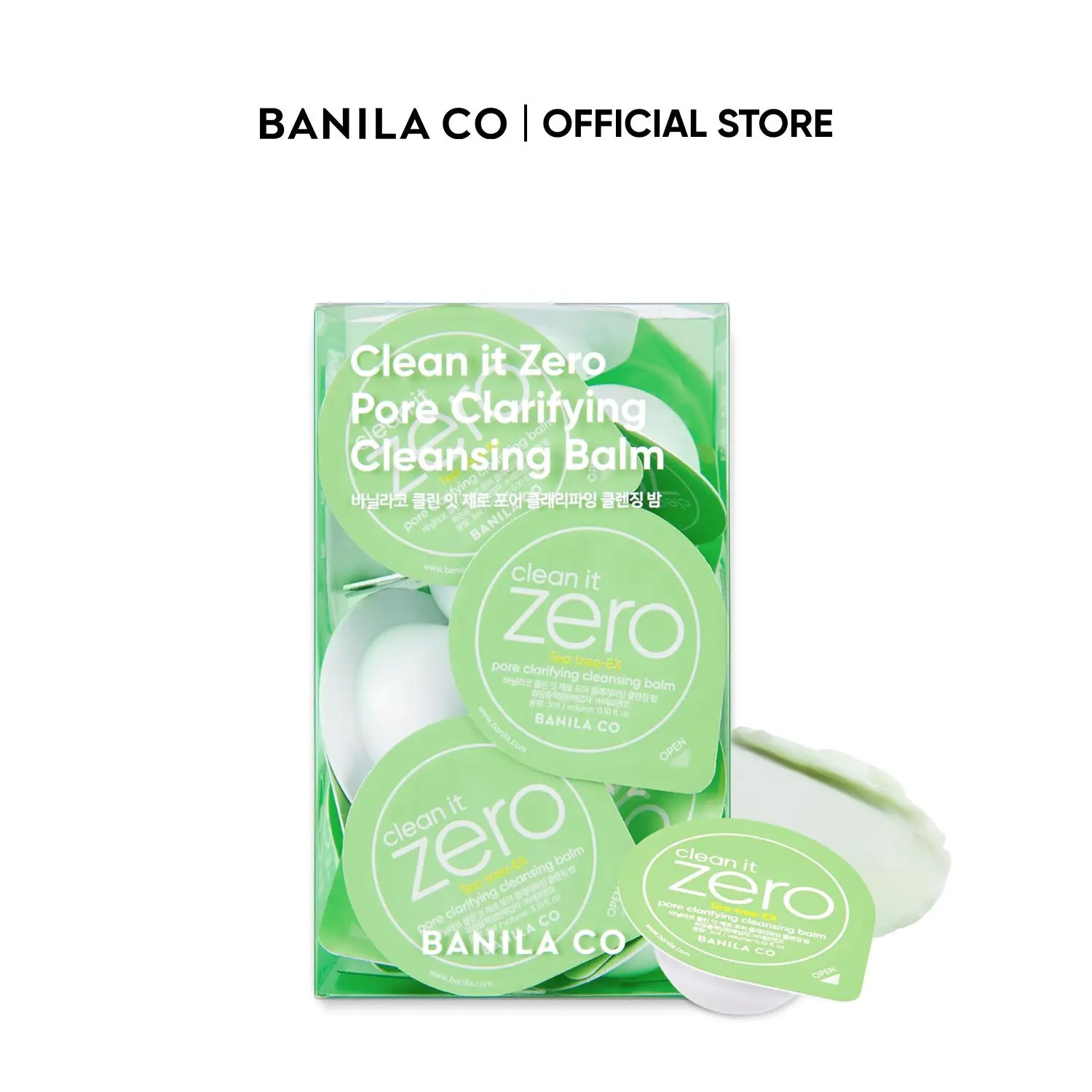 BANILA CO Clean It Zero Pore Clarifying Cleansing Balm Travel Kit | Travel-Friendly Cleanser for Oily & Acne-Prone Skin | 16 Pods of Vegan, Hypoallergenic Balm with AHA-PHA & Tea Tree
