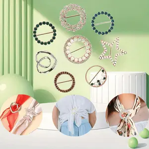 Pack of 8 Multifunctional Metal Scarf T-Shirt Clip Set – Easy Knoting and Waistband Accessory for Sewing and Knitting Scarf Ring Clip Stylish Accessory