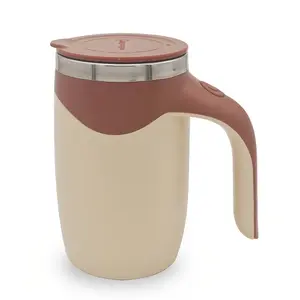 Self Stirring Coffee Mug with Lid, 12oz Stainless Steel Vacuum Tumbler, Reusable Travel Cup for Hot & Cold Drinks, Leak-Proof Tea Mug, Office Home Car Cup