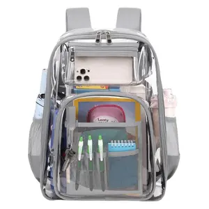 Clear Backpack Heavy Duty PVC Transparent Backpack with Reinforced Strap for College Workplace