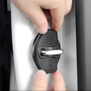 Tpe Door Shock Absorber for Tesla Model 3/y 2017-2026, Rustproof Door Lock Cover Protector, Carbon Fiber Version, 4 Pieces Set