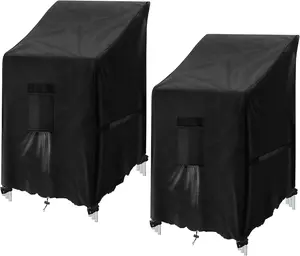 Patio Chair Cover 2 Pack, Outdoor Stack Chairs Covers Waterproof Winterproof Garden Chair Covers,420D Oxford Fabric Furniture Covers for Lounge Chair Armchairs, 33.46" D x 25.2" W x 47.24" H