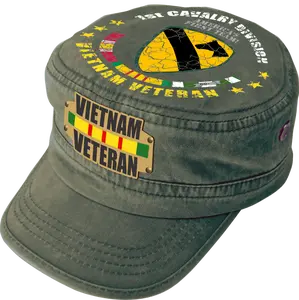 Vietnam Veteran Military Cap - 1st Cavalry Division | Adjustable Washed Cotton Hat | Unique Design (U.S. Patent Pending)