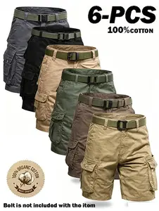 6-pack men’s cargo pants, tactical men’s shorts, men’s shorts with multifunctional pockets, suitable for golf and outdoor activities, men’s hiking shorts, wear-resistant, wrinkle-resistant, breathable shorts,father'sdaygifts