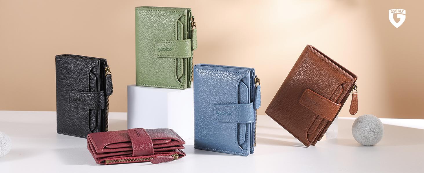 GSOIAX Women RFID Credit Card Holder. Made of genuine leather with a coin pocket, it's perfect for daily use, school,  thoughtful gift for Mother's Day or Girlfriend.