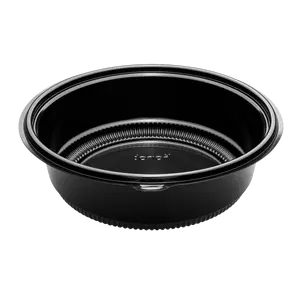 [150 ct] 48 oz PP Round Microwaveable Container, Black