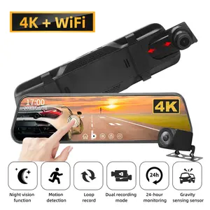 10-inch Streaming Dash Cam (Front 4K / Rear 1080p / With Wi-Fi) | Dual Recording: Front 4K Ultra HD + Rear 1080p | Wi-Fi Mobile Connectivity: Real-time Viewing & Playback | Full-Screen Streaming Display: No Blind Spots, Enhanced Safety