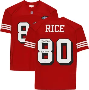 Jerry Rice San Francisco 49ers Autographed Red Mitchell & Ness Authentic Jersey with "HOF 2010" Inscription - Fanatics Authentic Certified